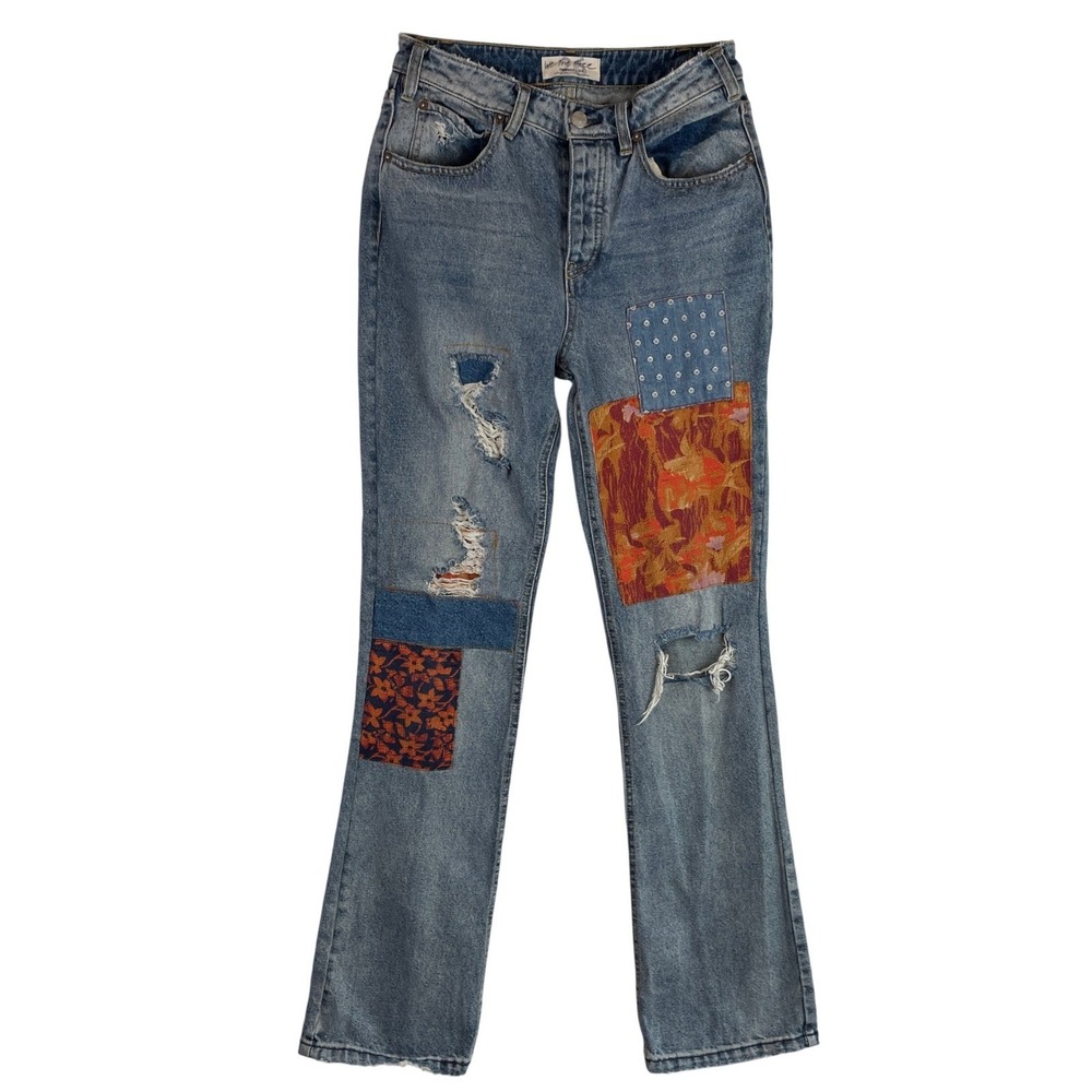 We The Free Free People Patchwork Distressed Straight Leg Jeans Size 26W x 32L